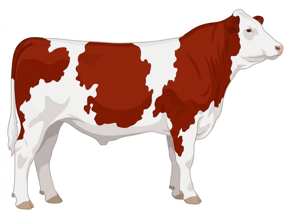 Red with white in large patches Purebred Maine-Anjou Steer