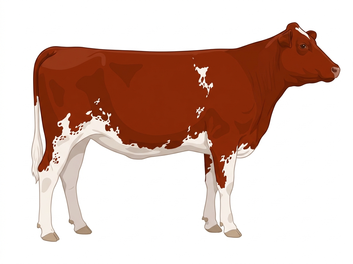 Red with white spots and ticking in the white Purebred Maine-Anjou Heifer