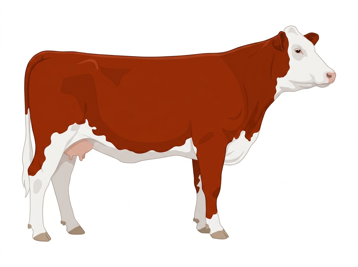 Red with white spots Purebred Maine-Anjou Cow