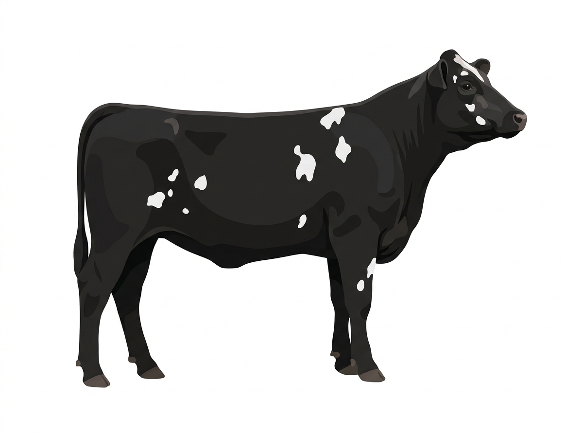 Black with a few white spots Purebred Simmental Heifer