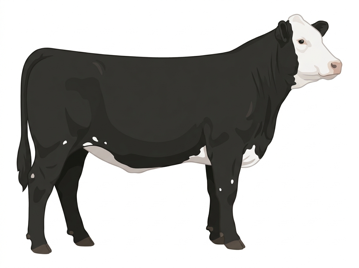 Black with a full white face, white brisket and underline and a few white spots Purebred Simmental Heifer