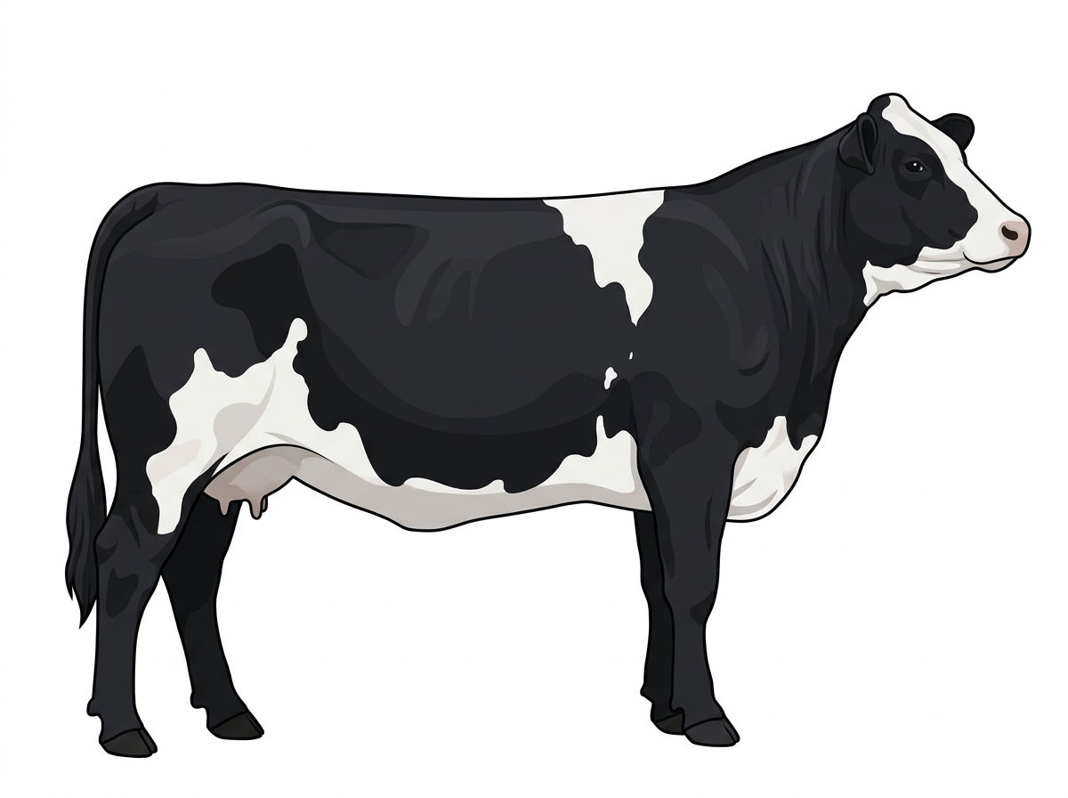 Black with a full white face, white brisket and underline and white in large patches Purebred Simmental Cow