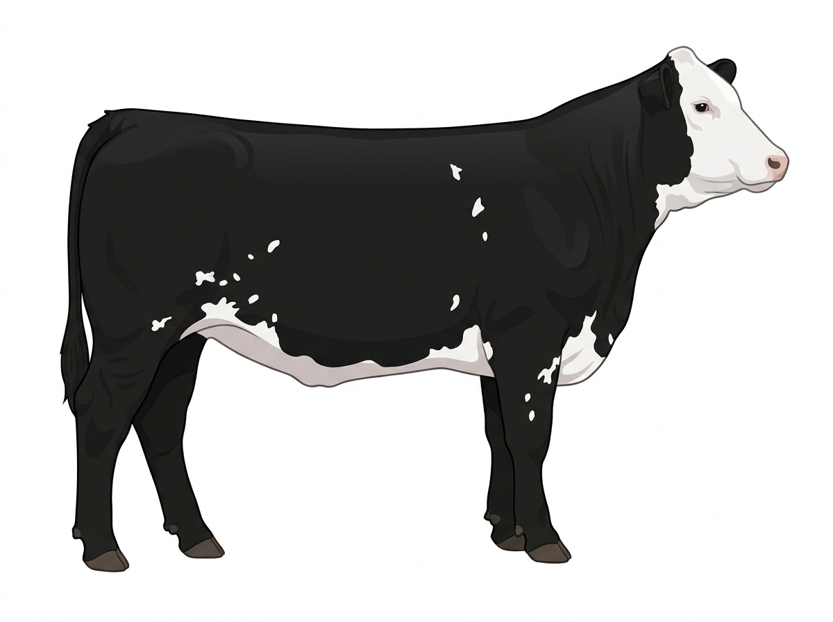Black with a full white face, white brisket and underline and white spots Purebred Simmental Heifer