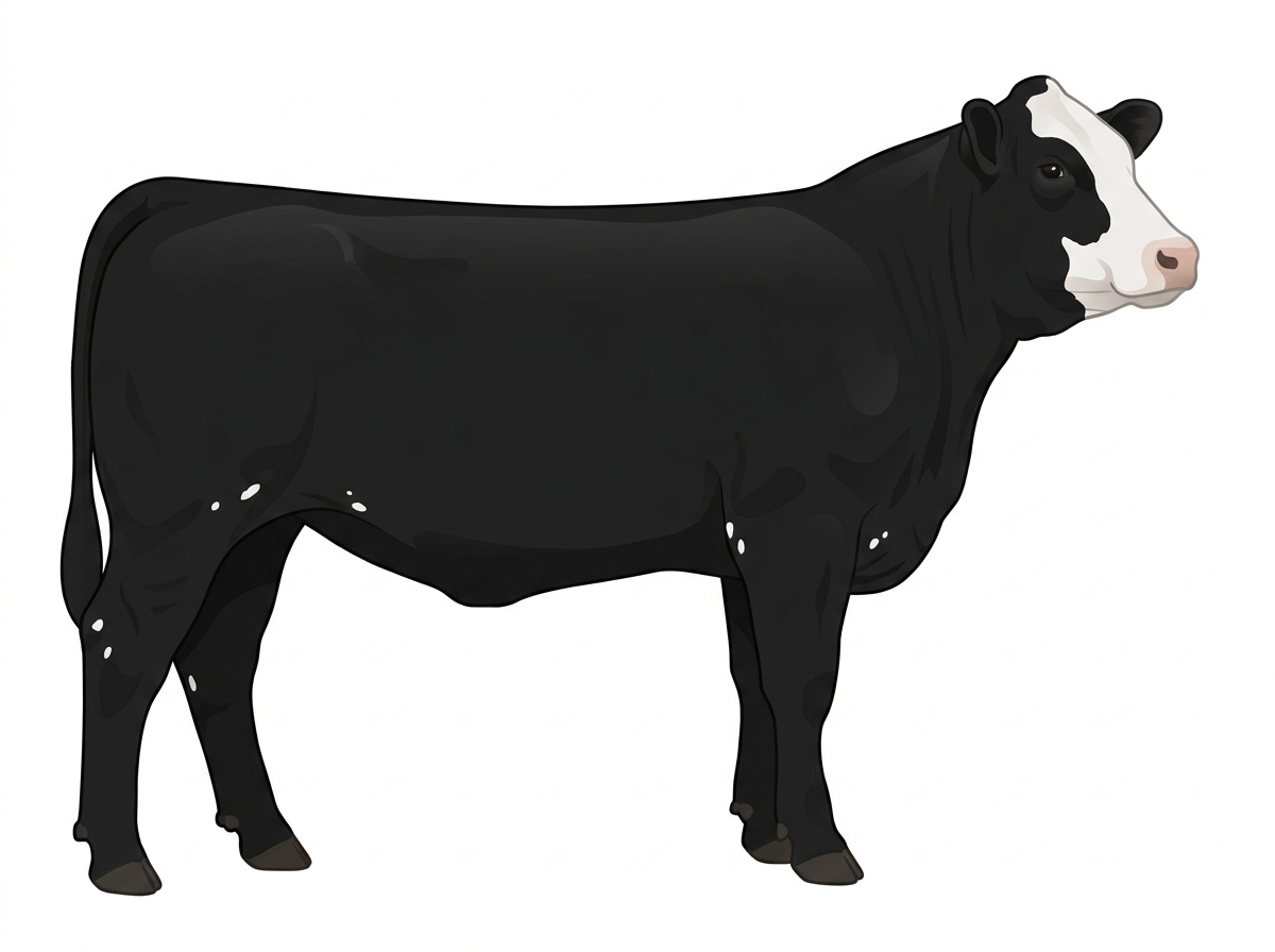Black with a white face and a few white spots Purebred Simmental Heifer