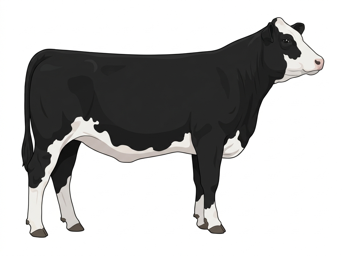 Black with a white face and white in large patches Purebred Simmental Heifer