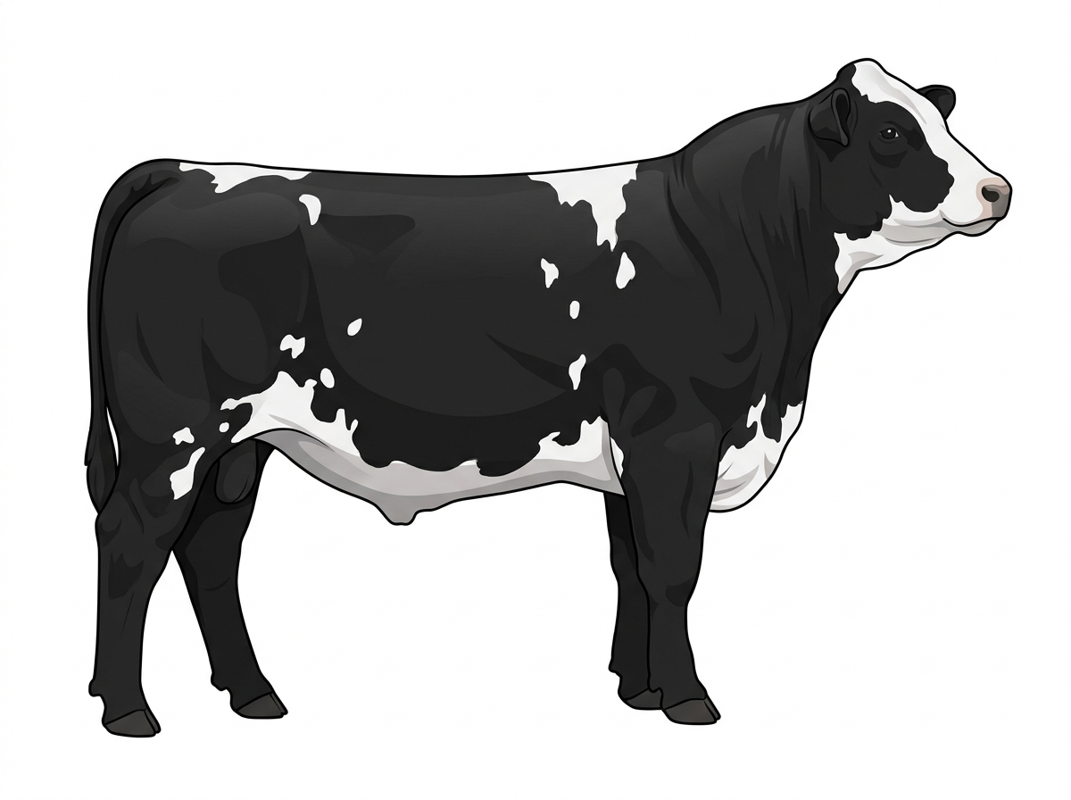 Black with a white face and white spots Purebred Simmental Steer