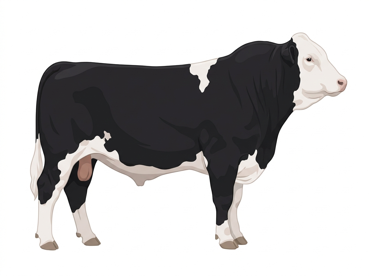 Black with white in large patches Purebred Simmental Bull