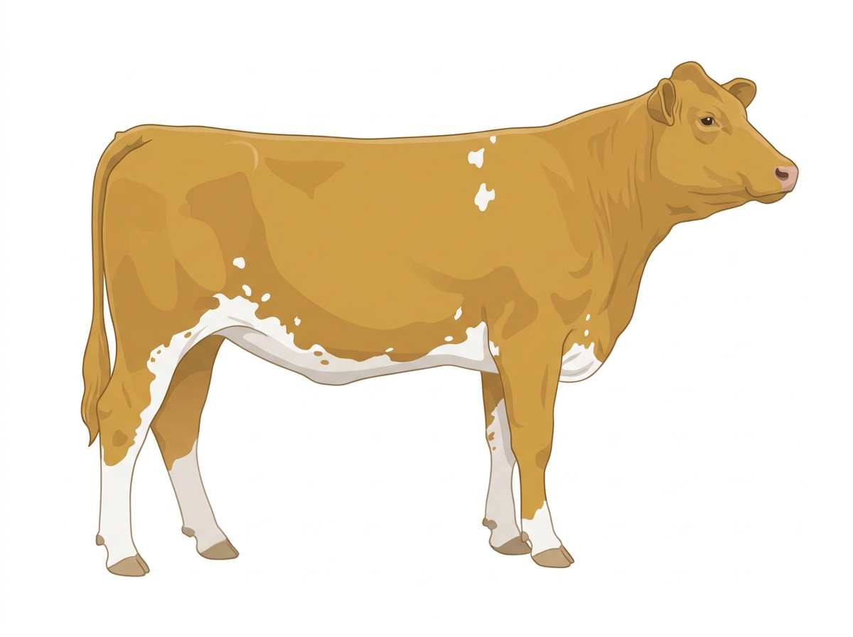 Gold with a few white spots and ticking in the white Purebred Simmental Heifer