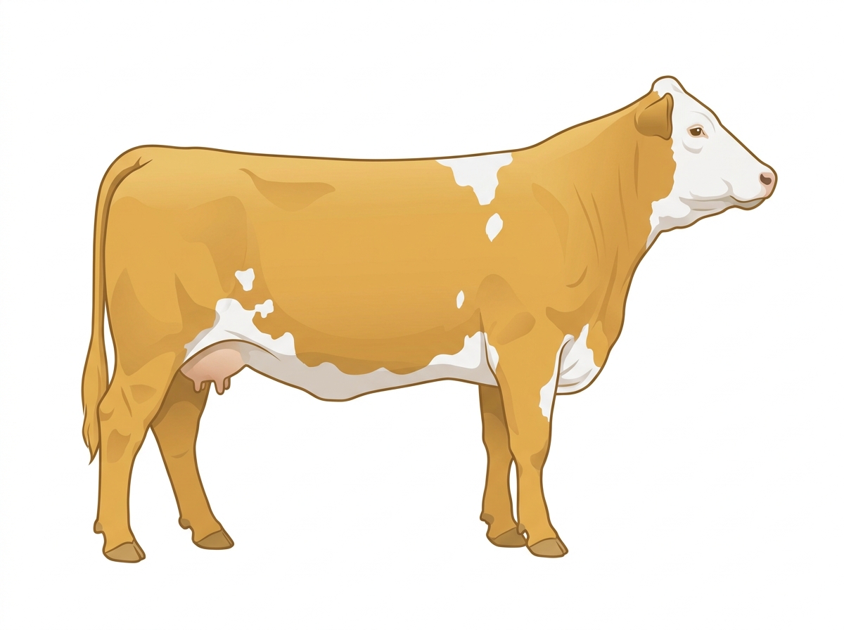 Gold with a full white face, white brisket and underline and a few white spots Purebred Simmental Cow