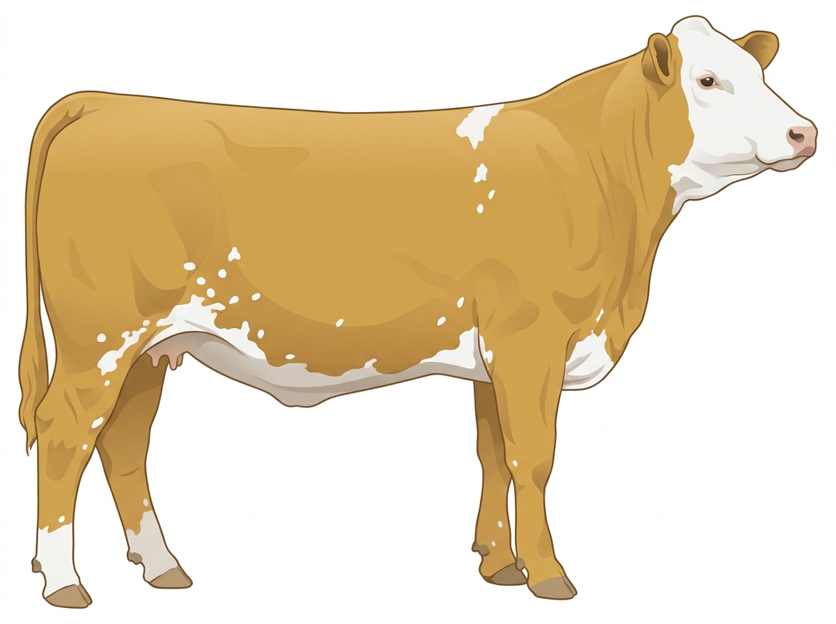 Gold with a full white face, white brisket and underline and white spots Purebred Simmental Heifer