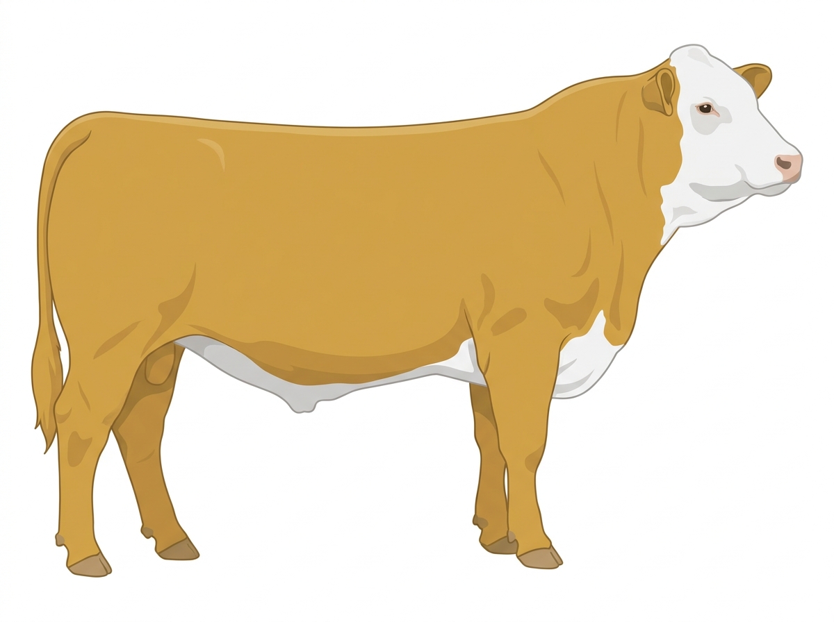Gold with a full white face, white brisket and underline Purebred Simmental Steer