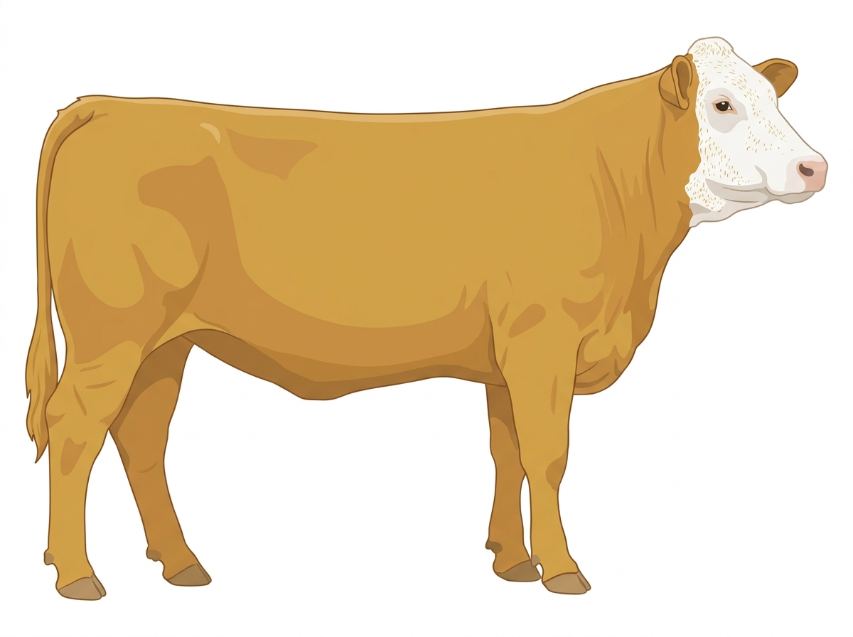 Gold with a white face and ticking in the white Purebred Simmental Heifer