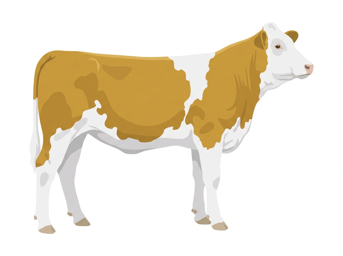 Gold with a white face and white in large patches Purebred Simmental Heifer