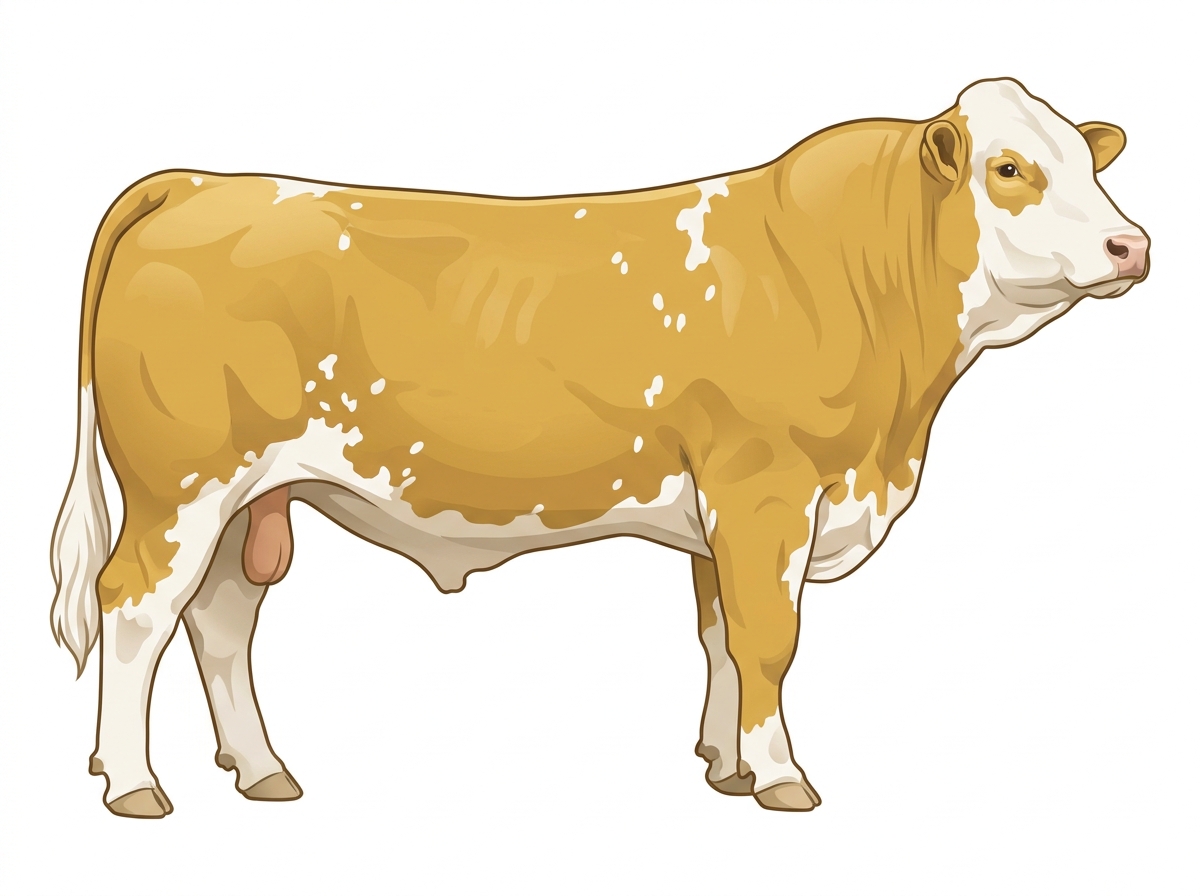 Gold with a white face and white spots Purebred Simmental Bull