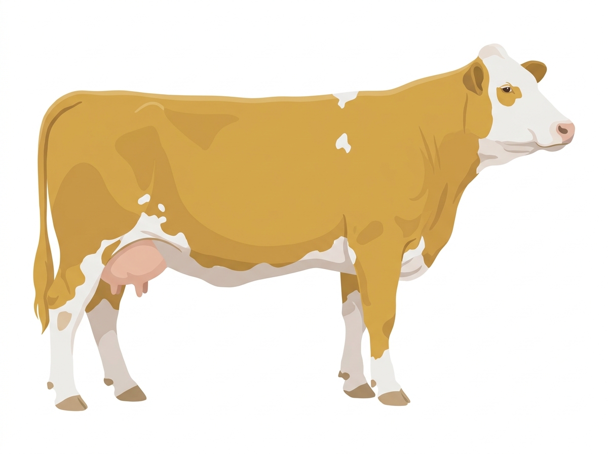 Gold with a white face and white spots Purebred Simmental Cow