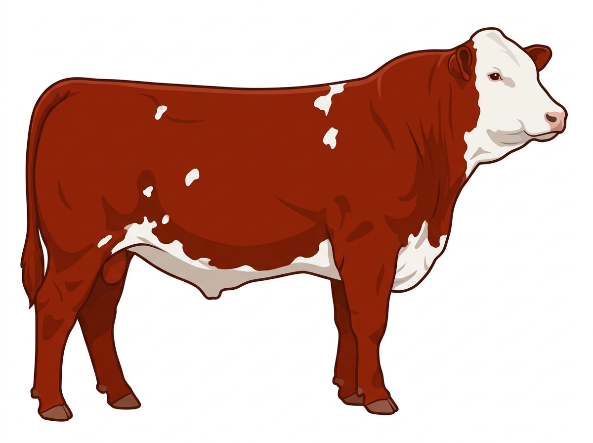 Red with a full white face, white brisket and underline and white spots Purebred Simmental Steer