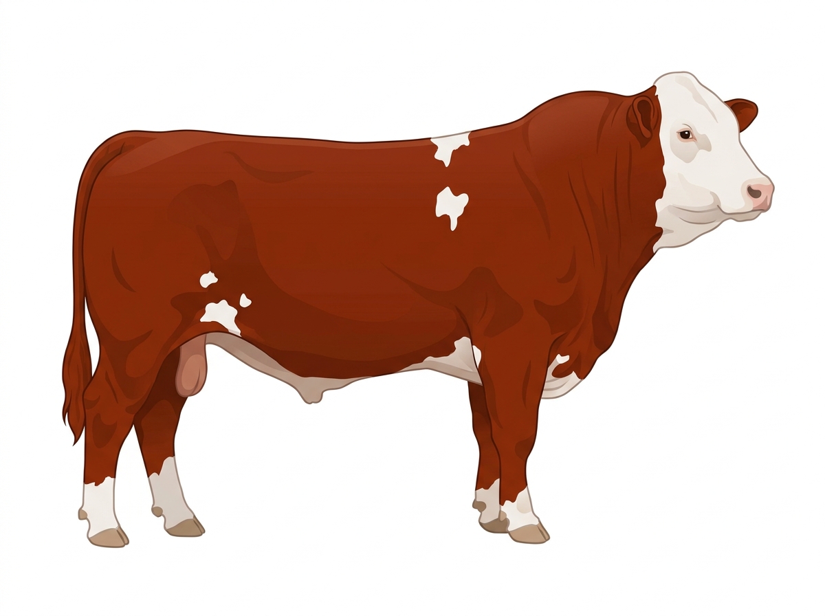 Red with a white face and a few white spots Purebred Simmental Bull