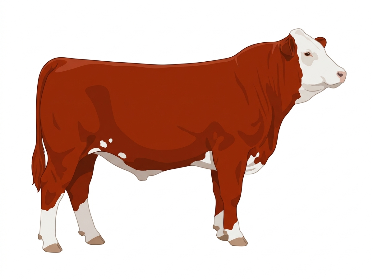 Red with a white face and a few white spots Purebred Simmental Steer