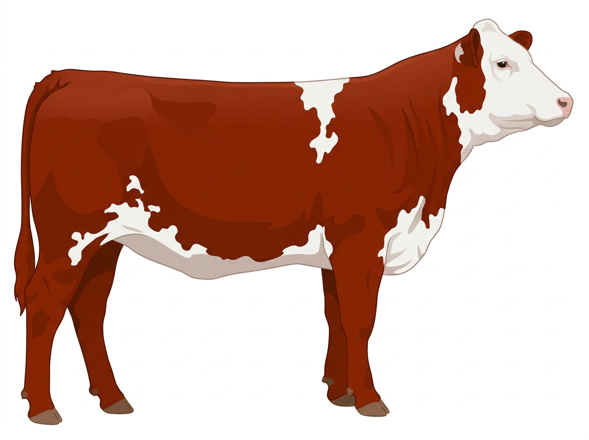 Red with a white face and white in large patches Purebred Simmental Heifer
