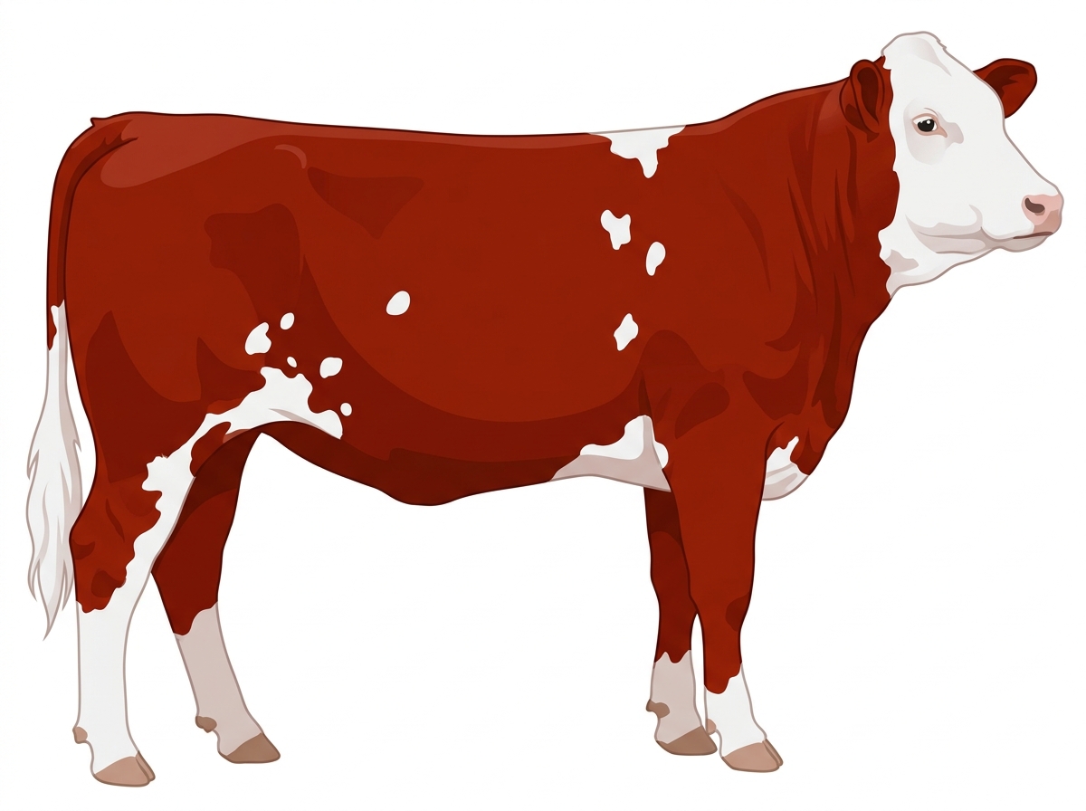 Red with a white face and white spots Purebred Simmental Heifer