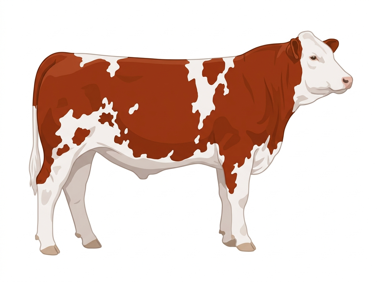 Red with white spots Purebred Simmental Steer