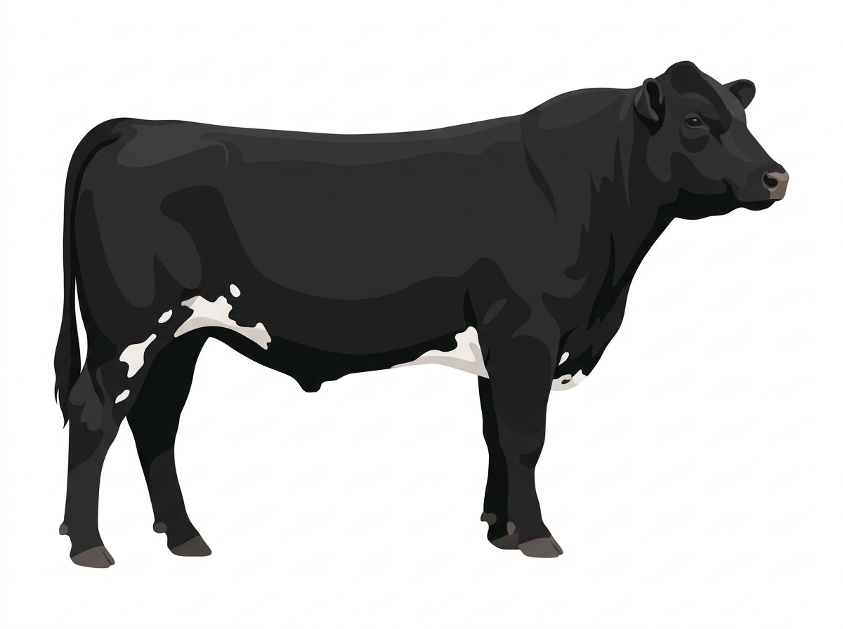 Black with minimal spotting Red Angus Cross Bull