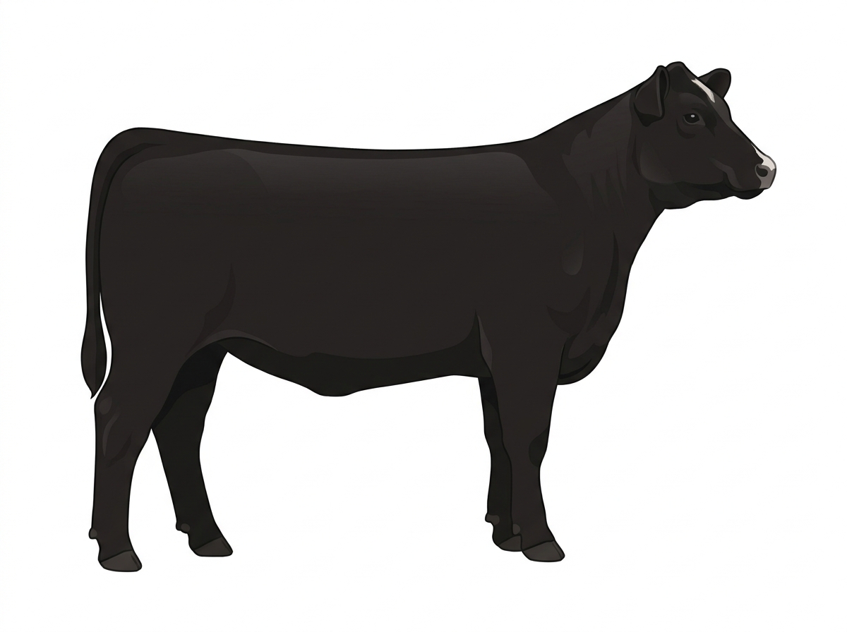 Black with minimal white face markings Red Angus Cross Heifer