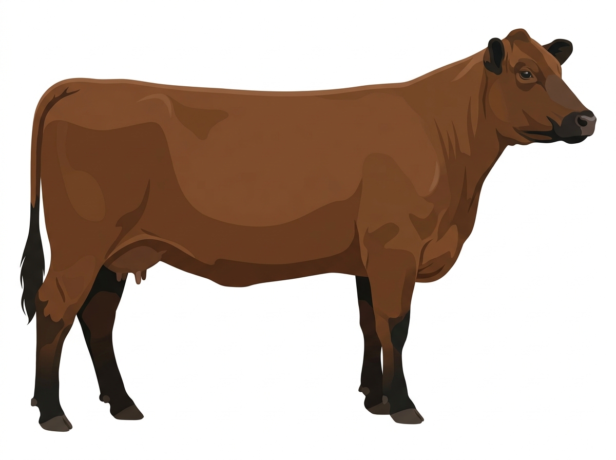 Brown with black points Red Angus Cross Cow