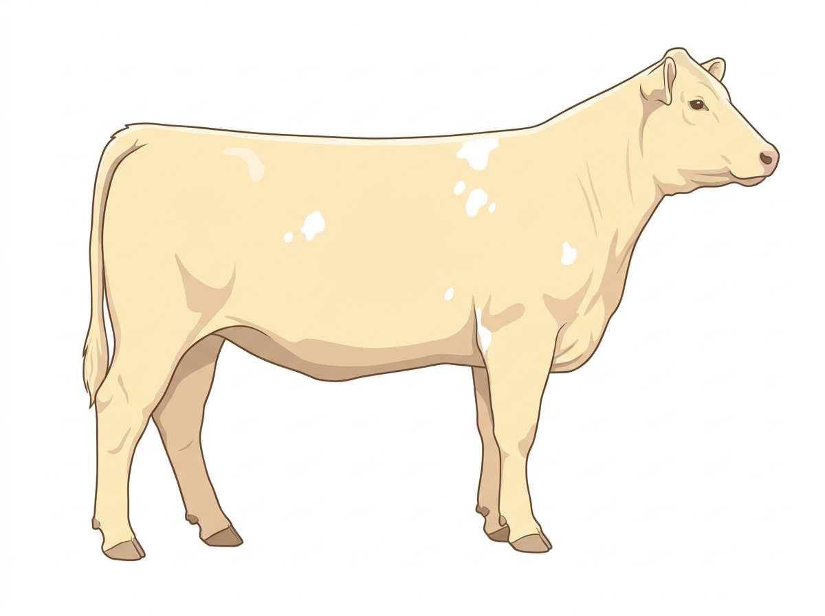 Cream with a few white spots Red Angus Cross Heifer