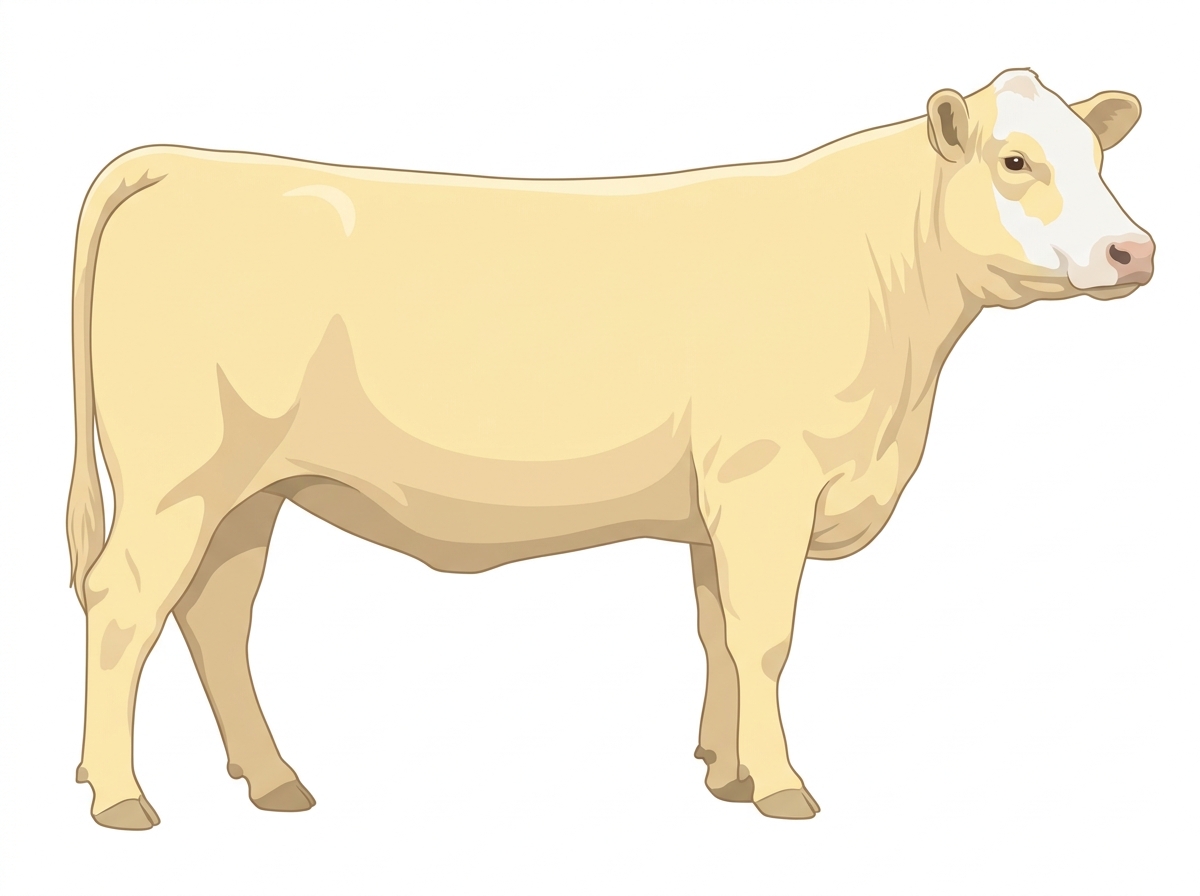Cream with a partial white face Red Angus Cross Cow