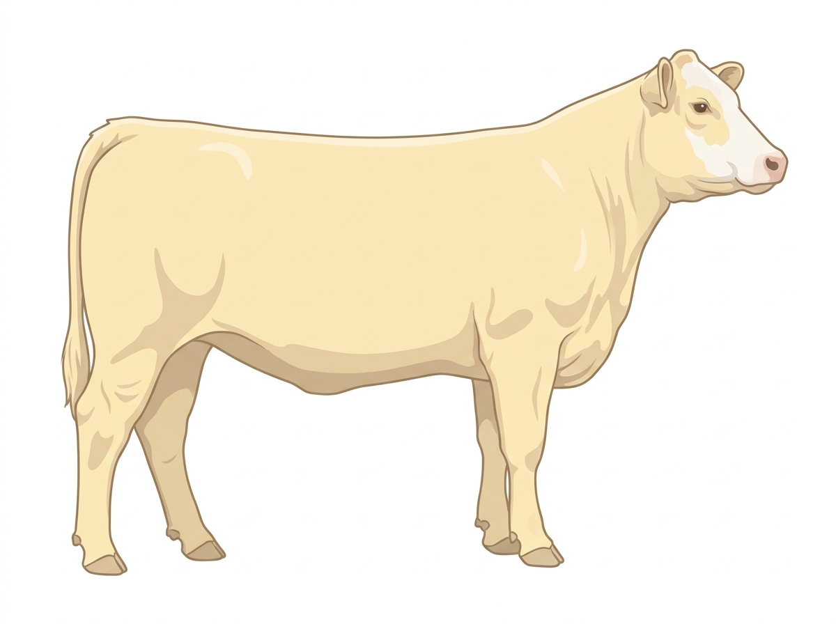Cream with a partial white face Red Angus Cross Heifer
