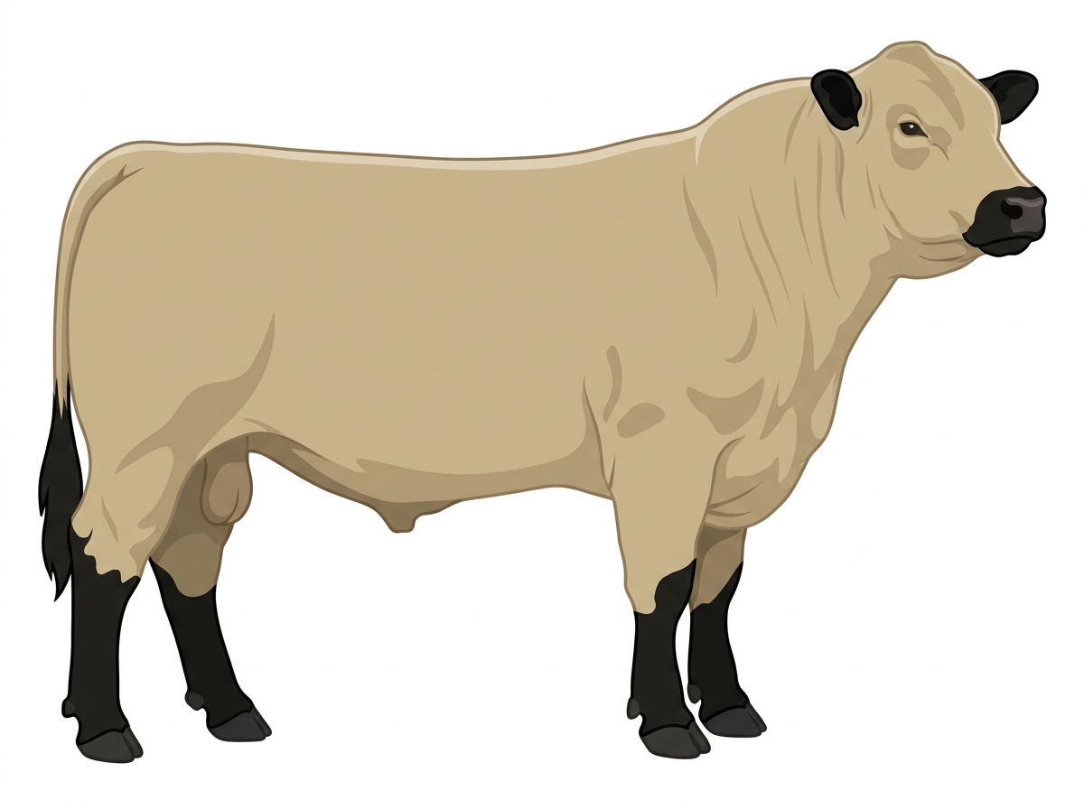 Cream with black points Red Angus Cross Bull