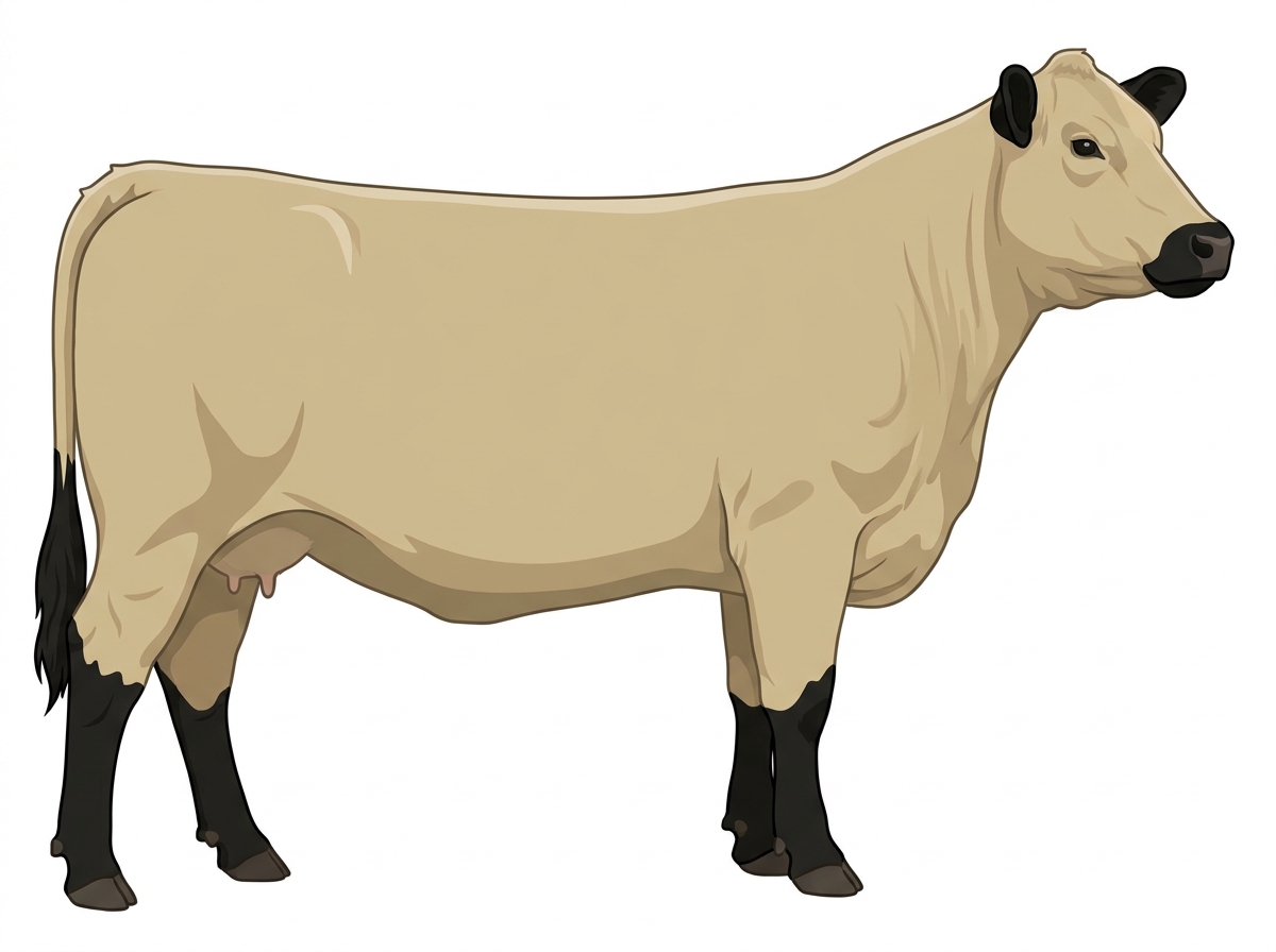 Cream with black points Red Angus Cross Cow