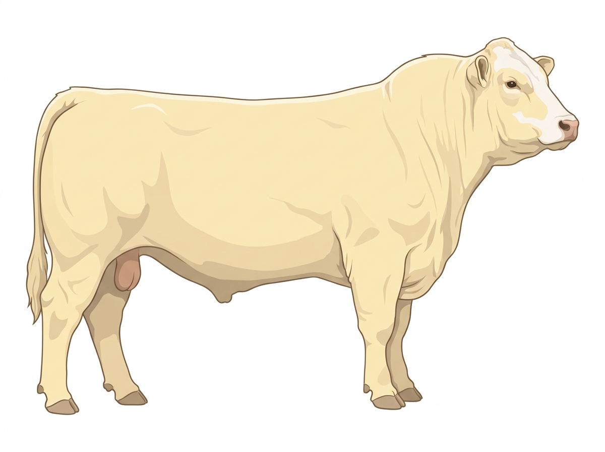 Cream with minimal white face markings Red Angus Cross Bull