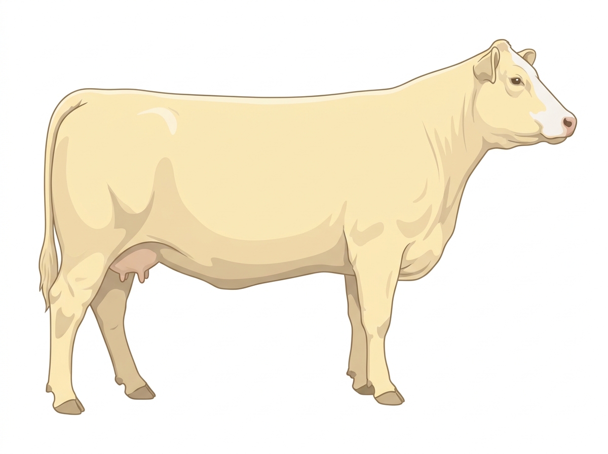 Cream with minimal white face markings Red Angus Cross Cow