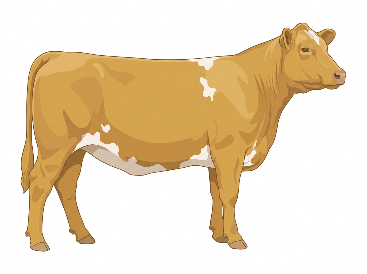 Gold with a few white spots Red Angus Cross Heifer