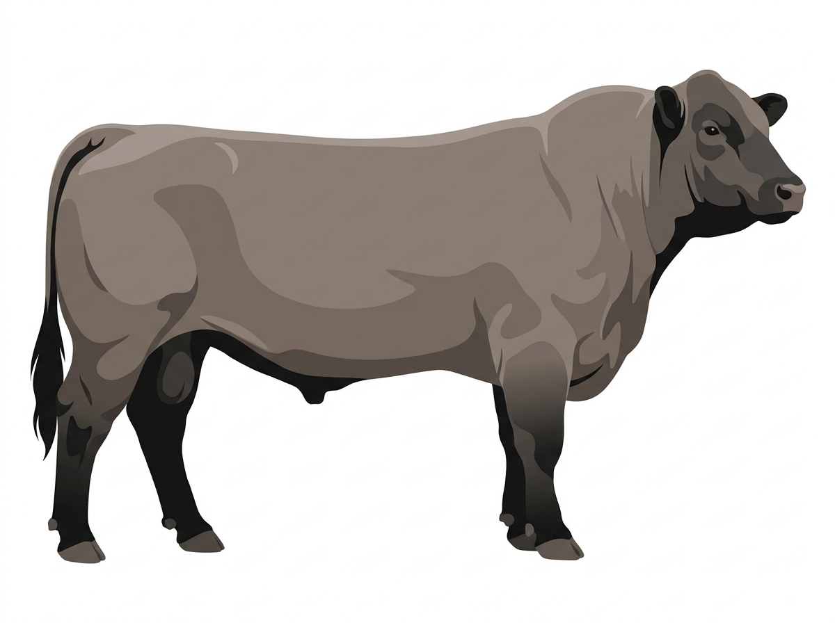 Gray with black points Red Angus Cross Bull
