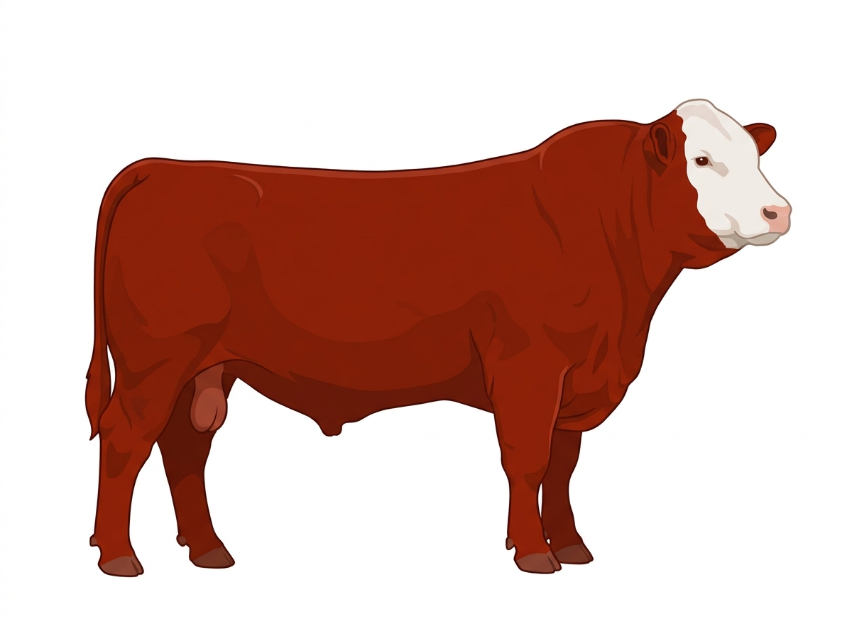 Red with a white face Red Angus Cross Bull