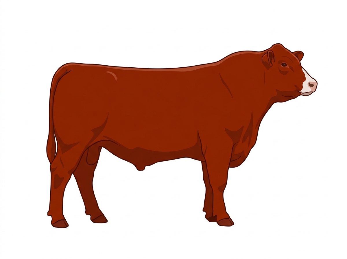 Red with minimal white face markings Red Angus Cross Bull