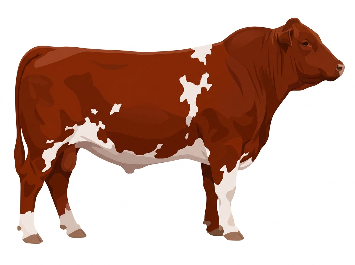Red with white spots Red Angus Cross Bull