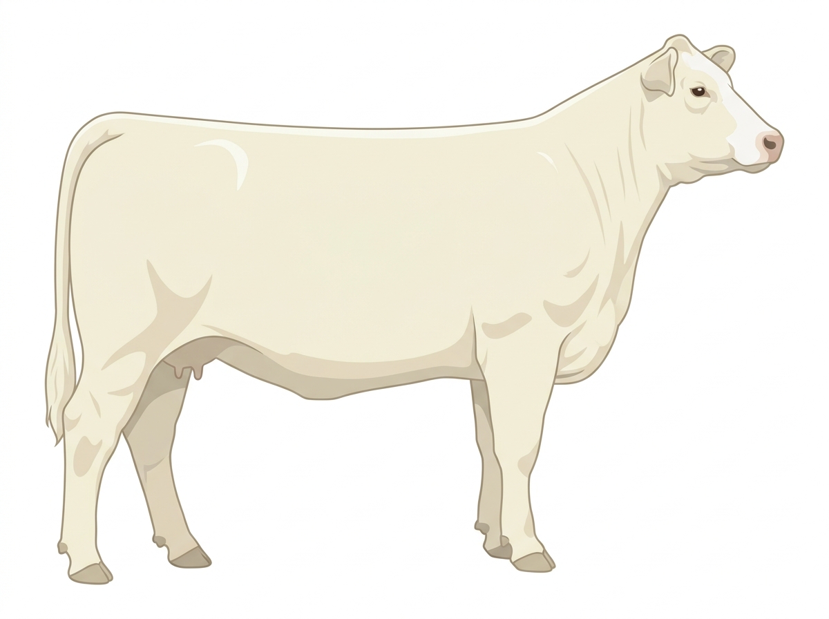 White with minimal white face markings Red Angus Cross Cow