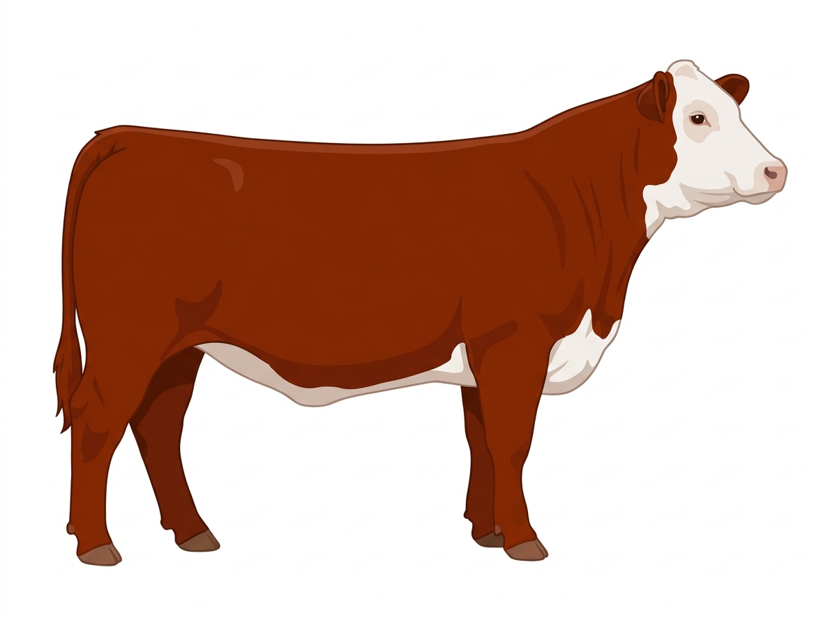 Red with a white face Red Baldy Heifer