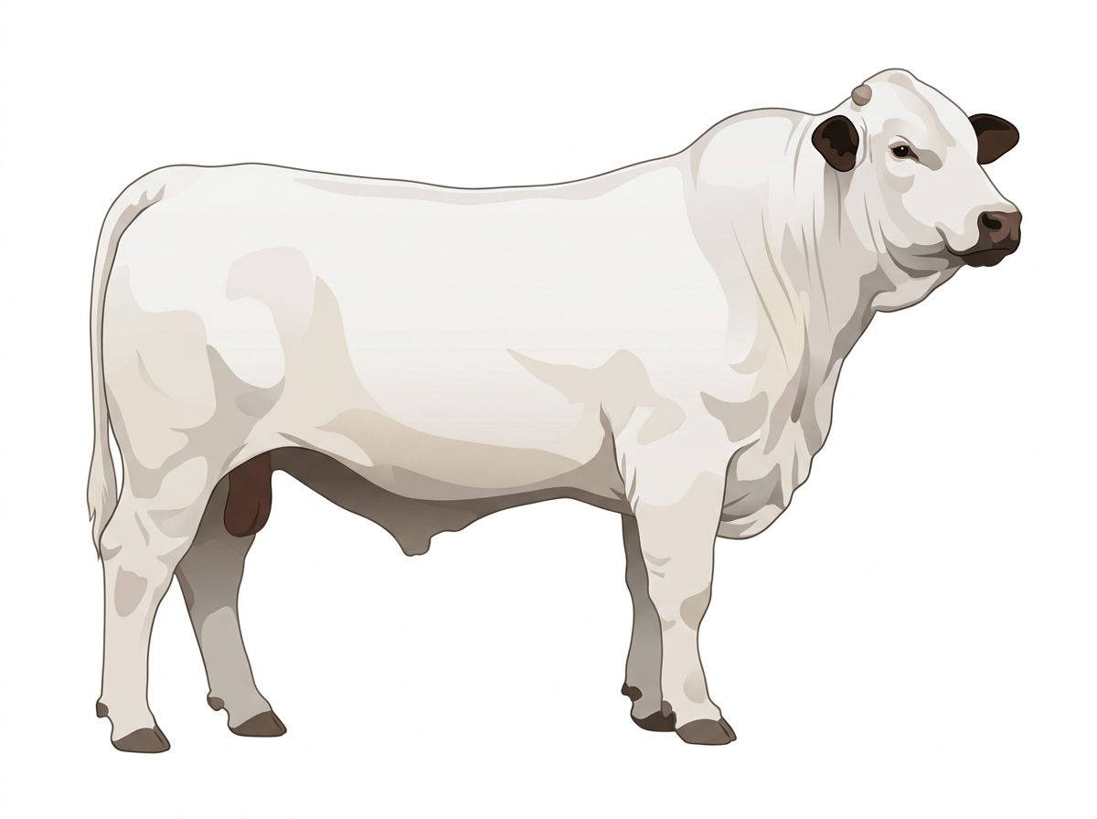 White with dark ears and muzzle Santa Gertrudis Bull
