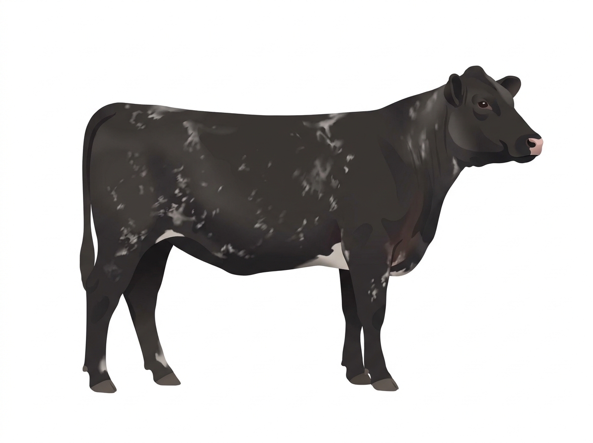 Black light roan with minimal white markings Shorthorn Cross Heifer