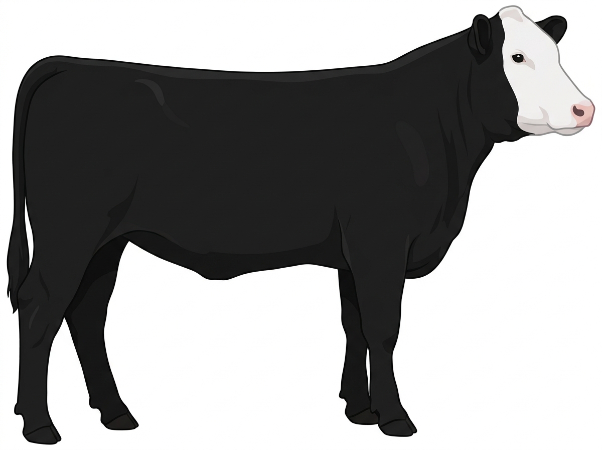 Black with a white face Shorthorn Cross Heifer