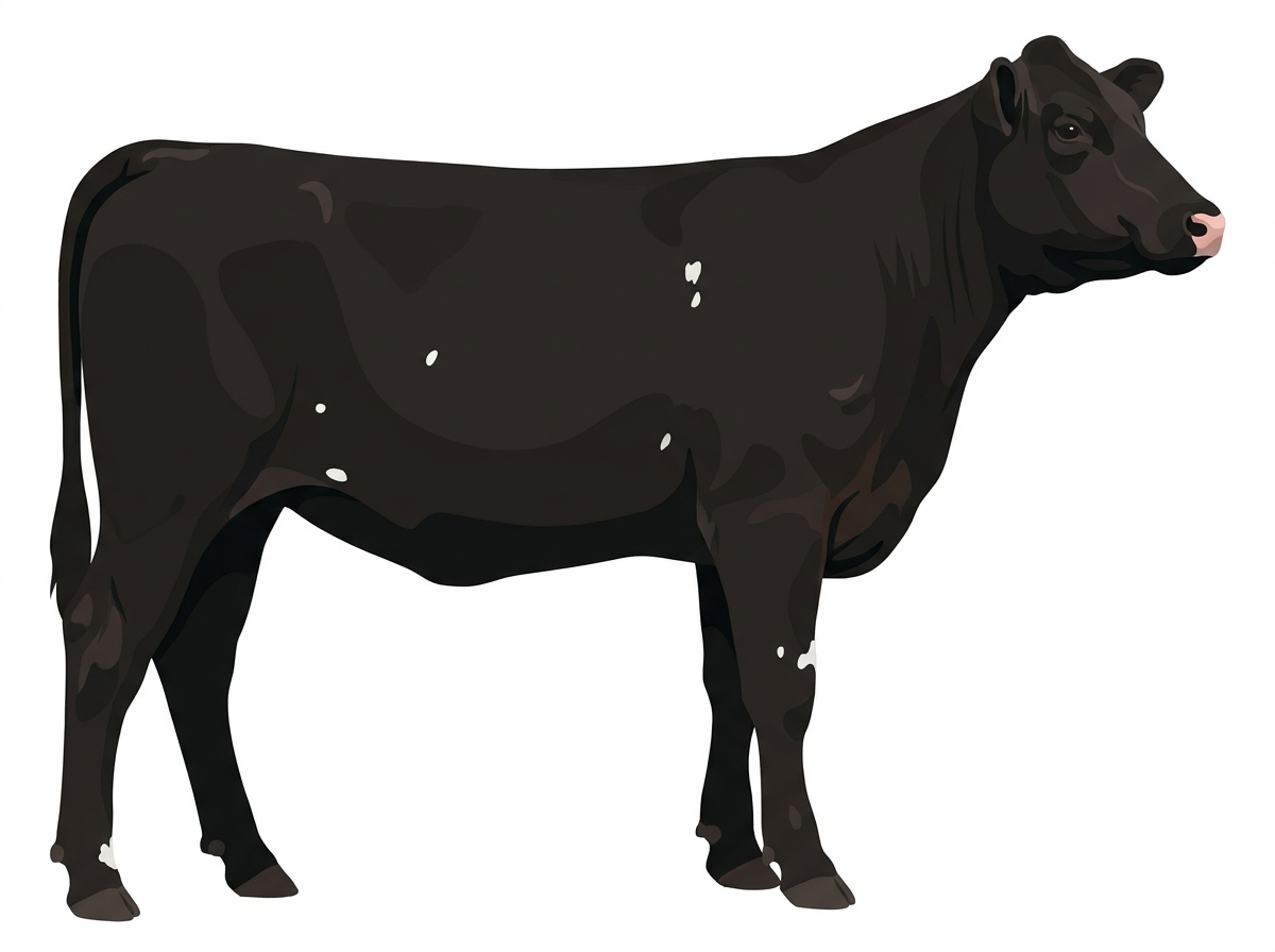 Black with minimal spotting Shorthorn Cross Heifer