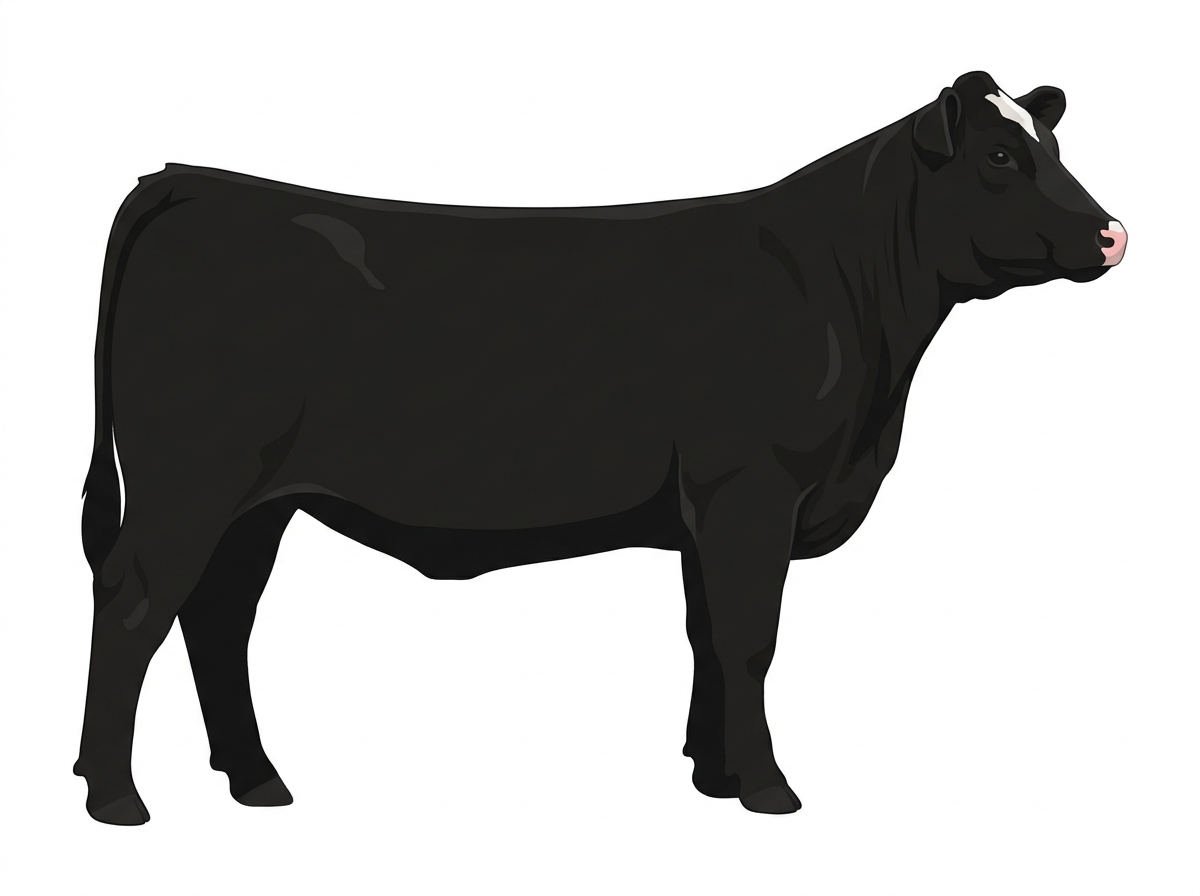 Black with minimal white face markings Shorthorn Cross Heifer