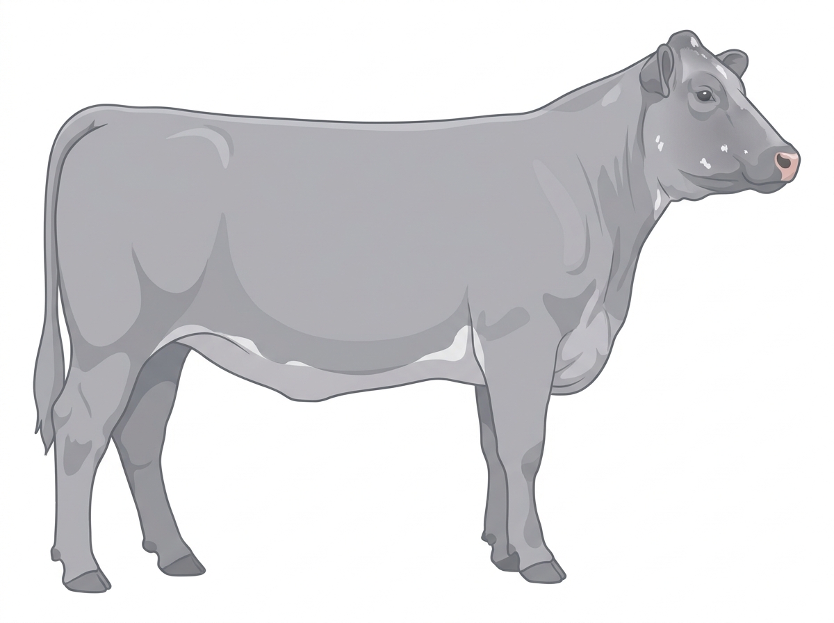 Blue roan with minimal white face markings Shorthorn Cross Heifer