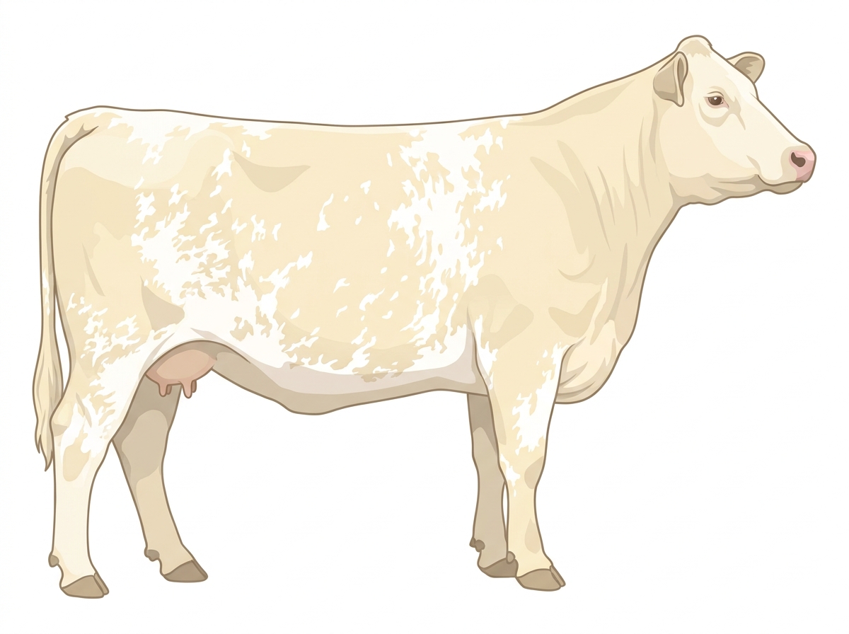 Cream roan Shorthorn Cross Cow