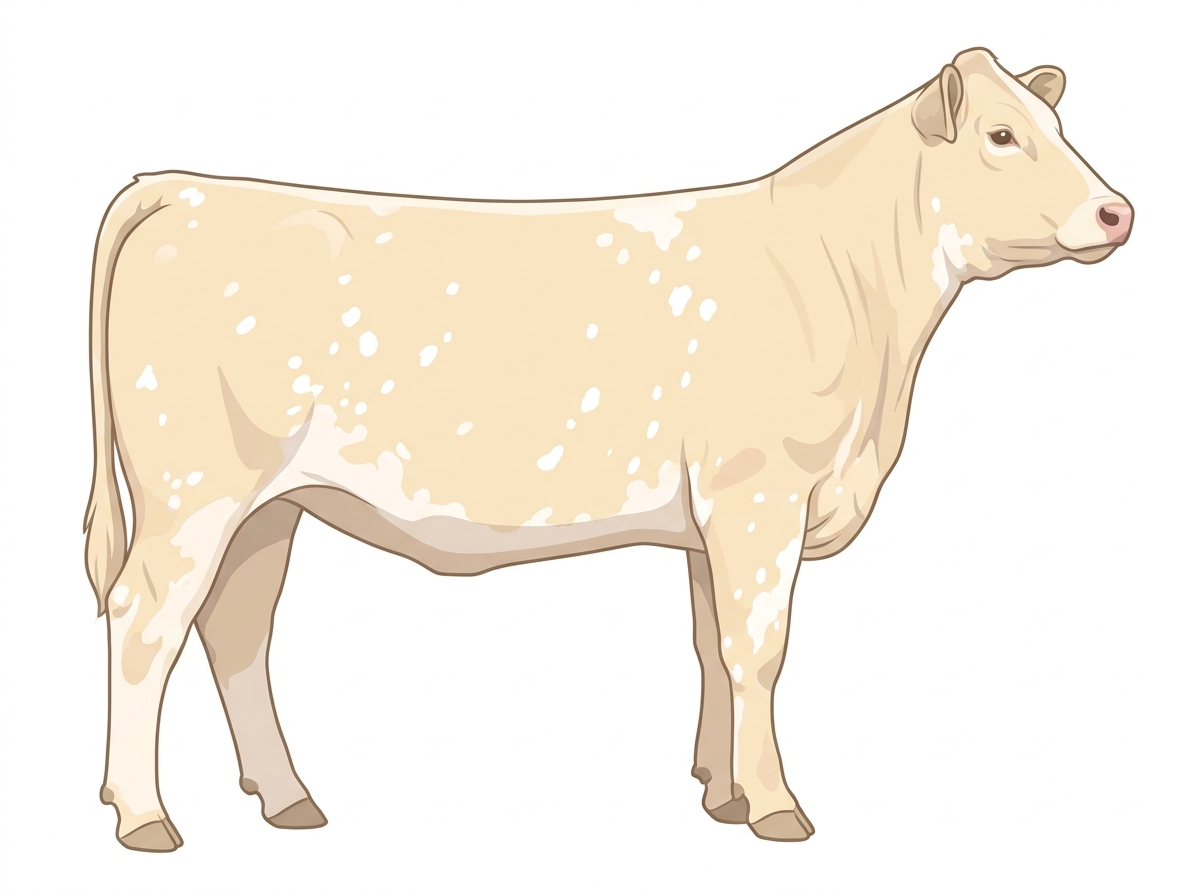 Light cream roan with a few white spots Shorthorn Cross Heifer